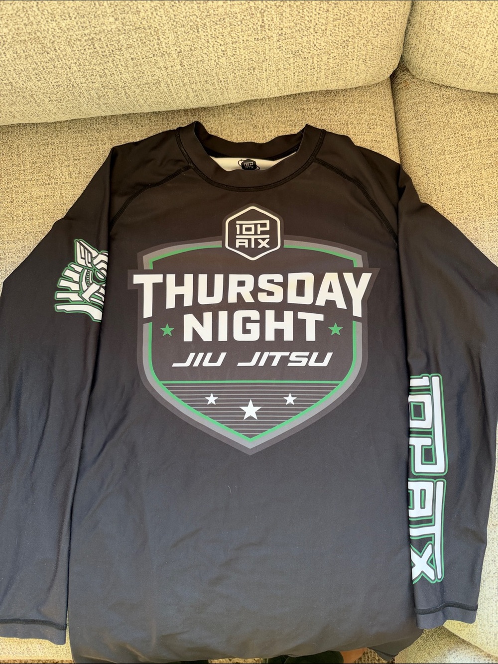 Thursday Night Jiu Jitsu Long Sleeve Rash Guard - Black/Green